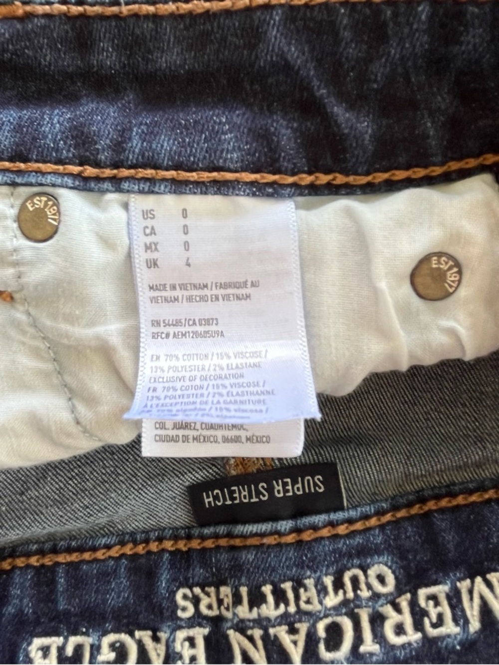American Eagle Outfitters Dark Blue Rolled-Hem High Rise Shortie Denim Shorts 0 - Picture 8 of 10